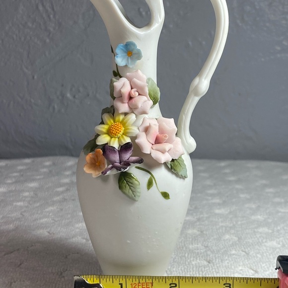 Vintage Kelvin’s Fine China Raised Attached Floral Design Handle Vase/Japan - Picture 13 of 14
